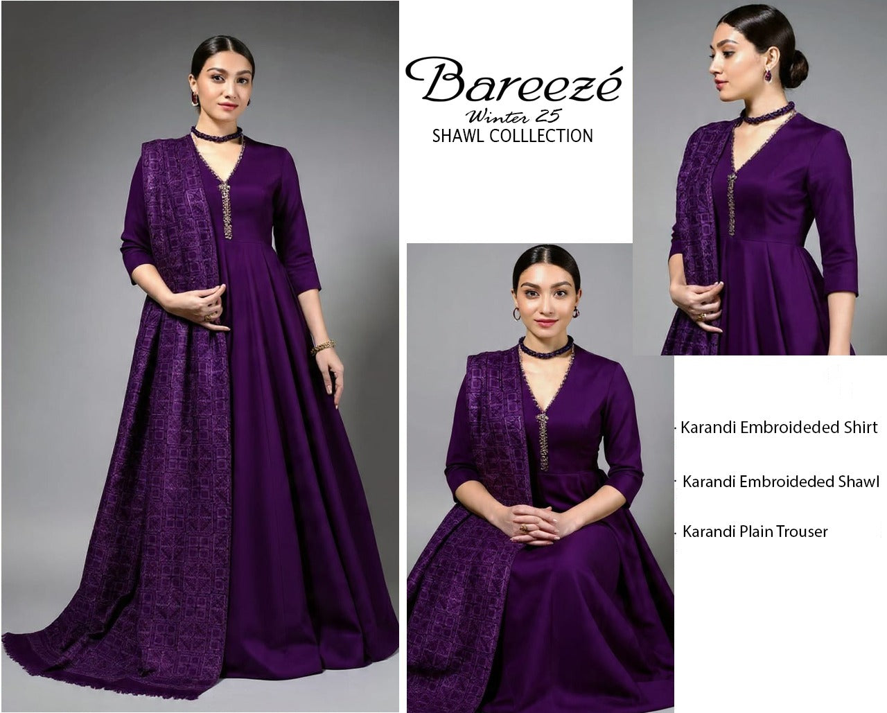 3Pc Bareeza Karandi Embroidered Unstitched Suit