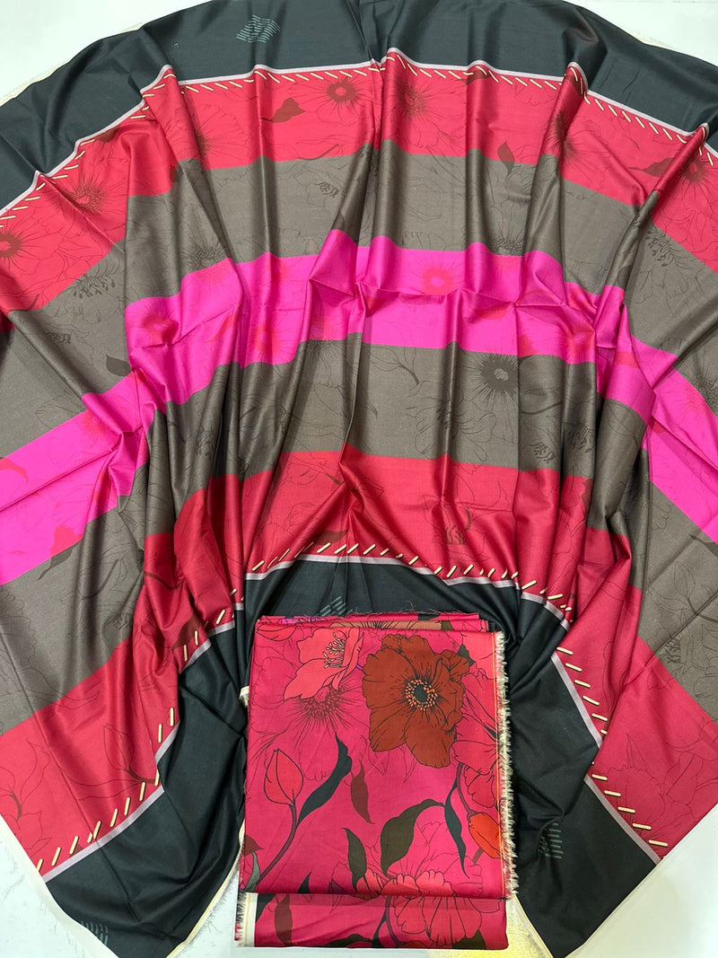 3Pc Linen Allover Unstitched Suit