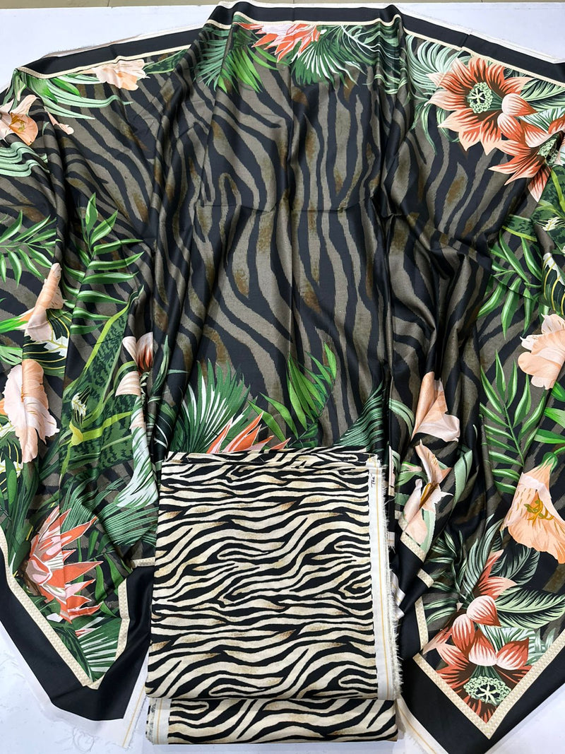 3Pc Linen Allover Unstitched Suit