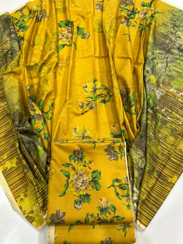 3Pc Dhanak Allover Unstitched Suit