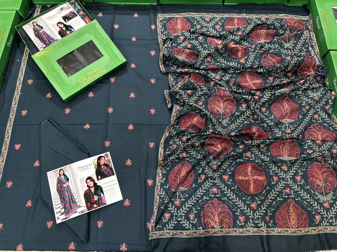 3Pc Bareeza Karandi Embroidered Unstitched Suit