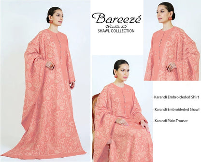 3Pc Bareeza Karandi Embroidered Unstitched Suit