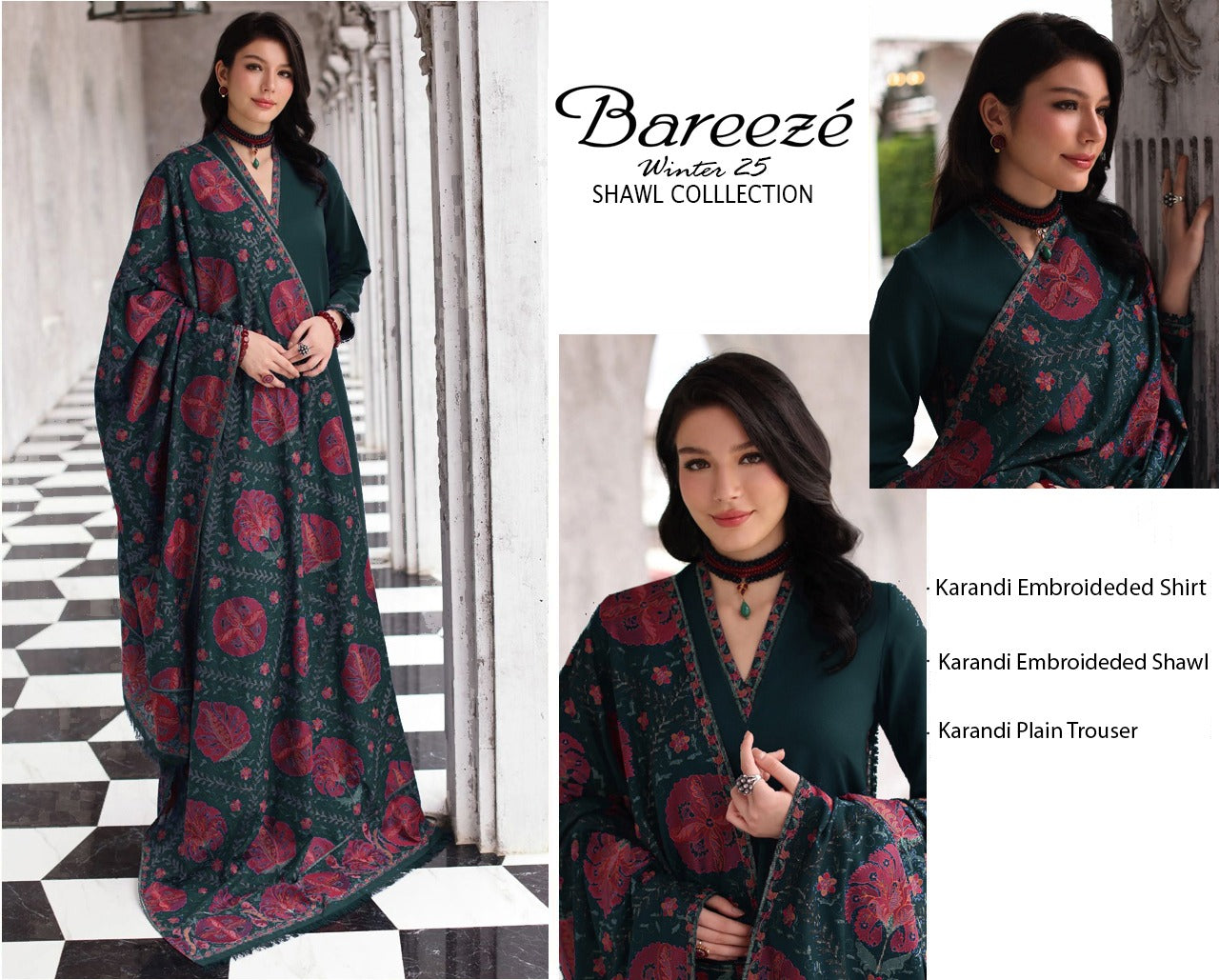 3Pc Bareeza Karandi Embroidered Unstitched Suit