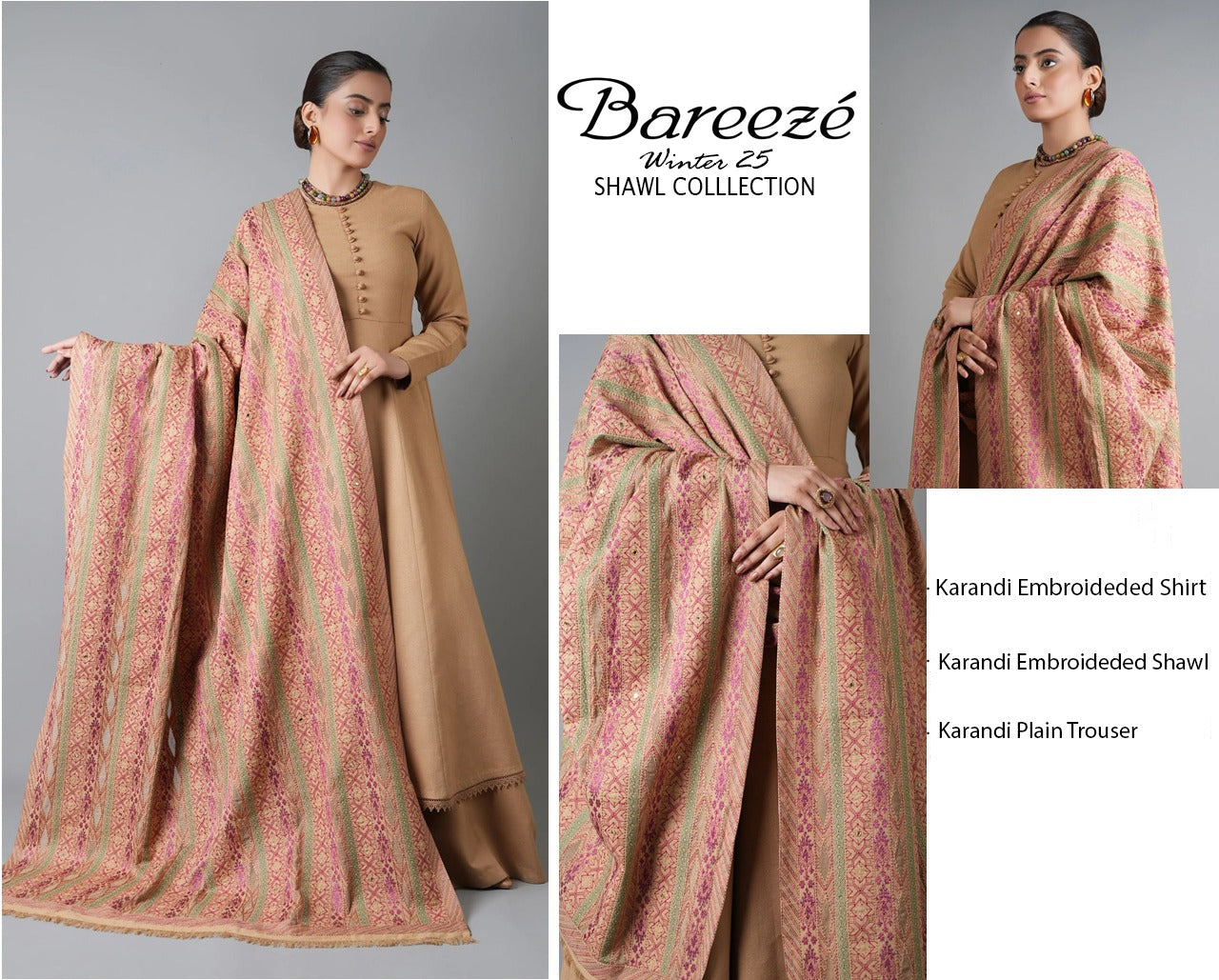 3Pc Bareeza Karandi Embroidered Unstitched Suit