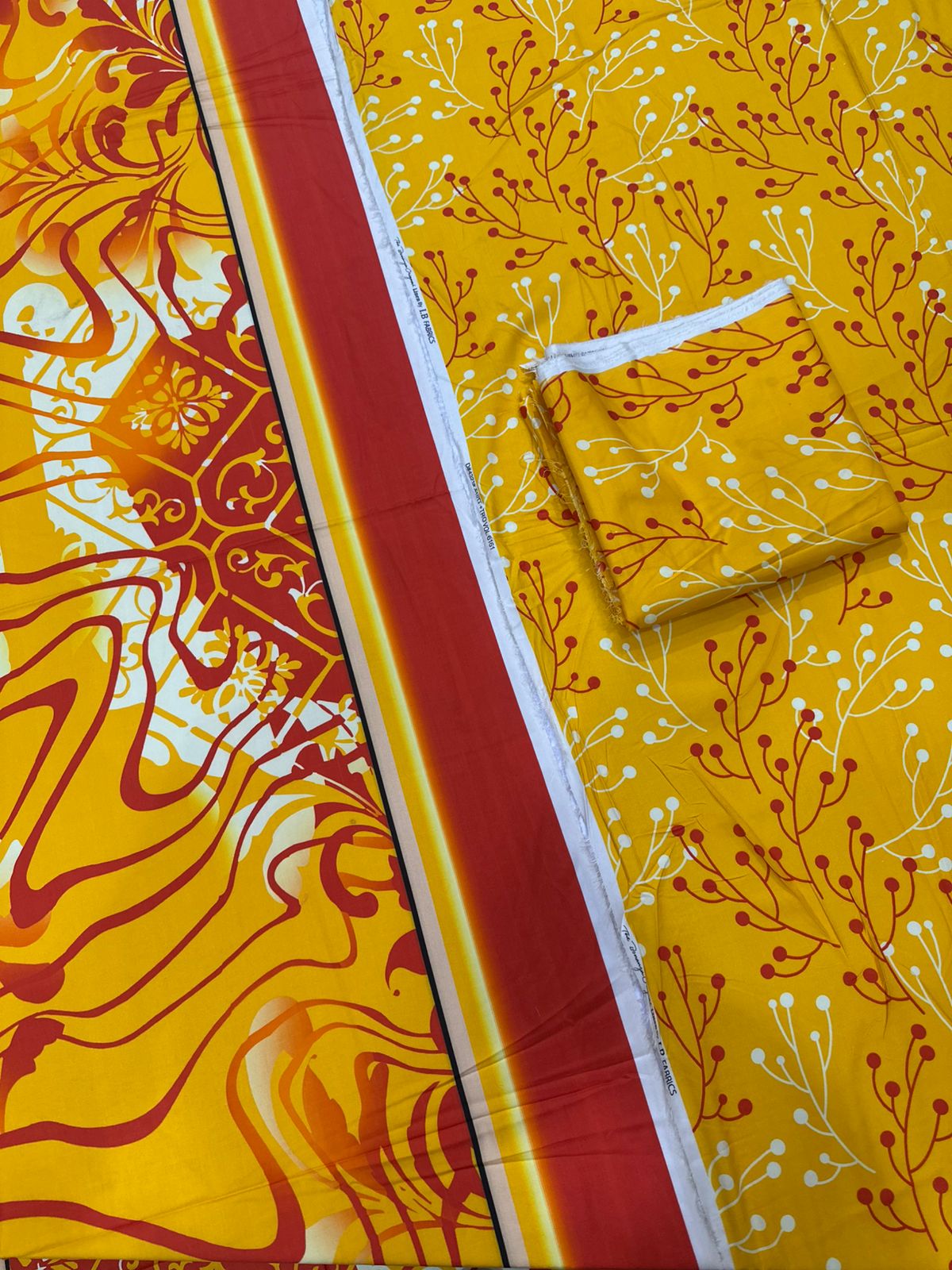 3Pc Linen Allover Unstitched Suit