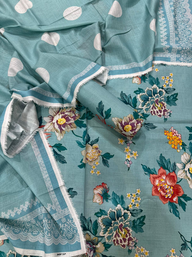 3Pc Khaddar  Allover Unstitched Suit