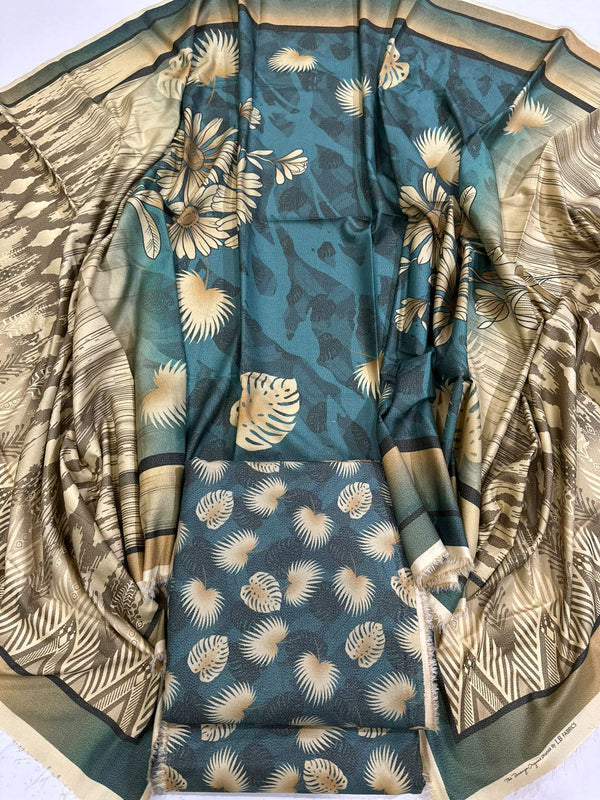 3Pc Dhanak Allover Unstitched Suit