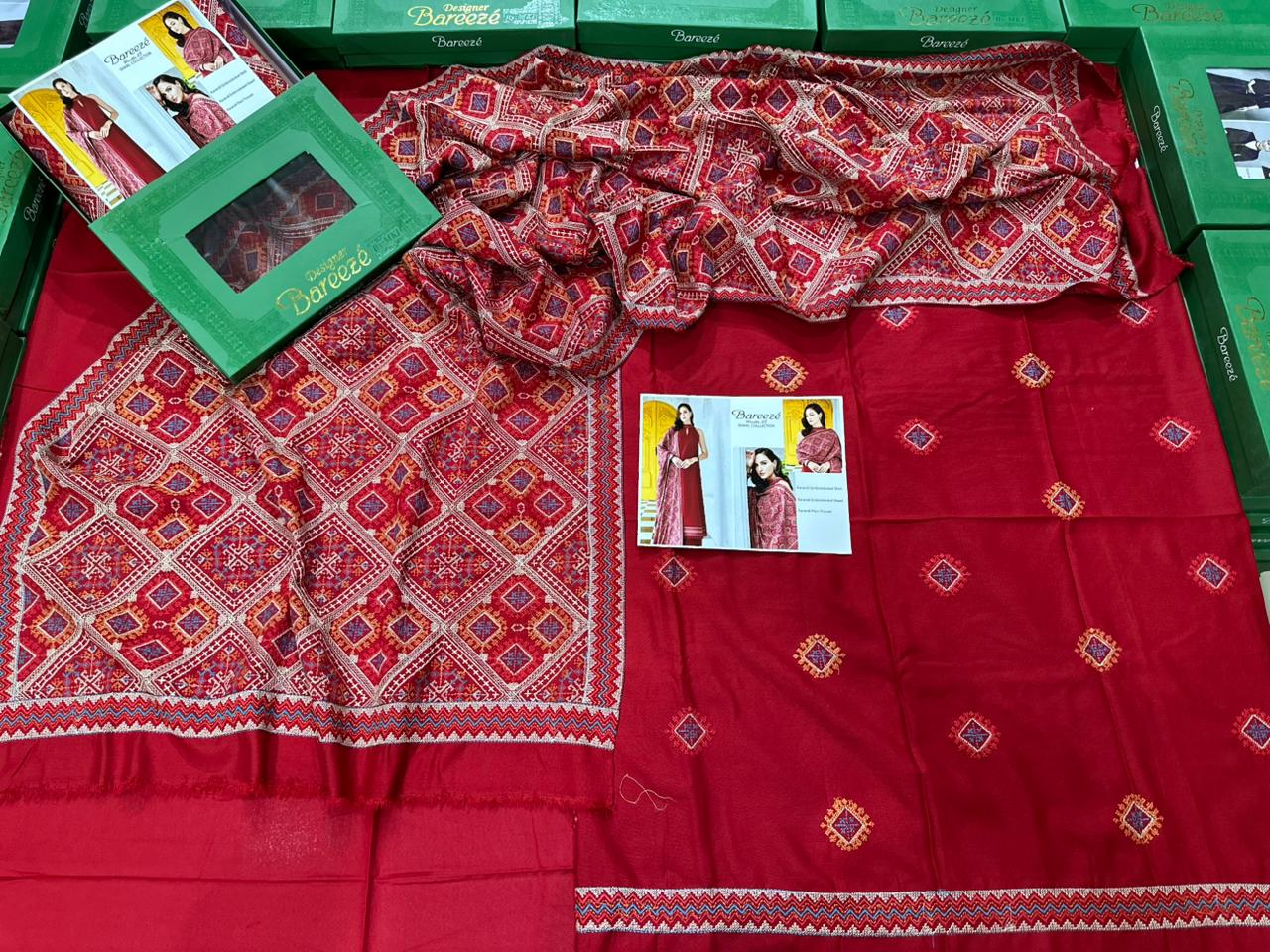 3Pc Bareeza Karandi Embroidered Unstitched Suit