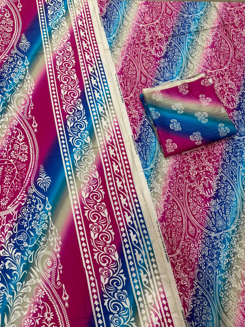 3Pc Linen Allover Unstitched Suit