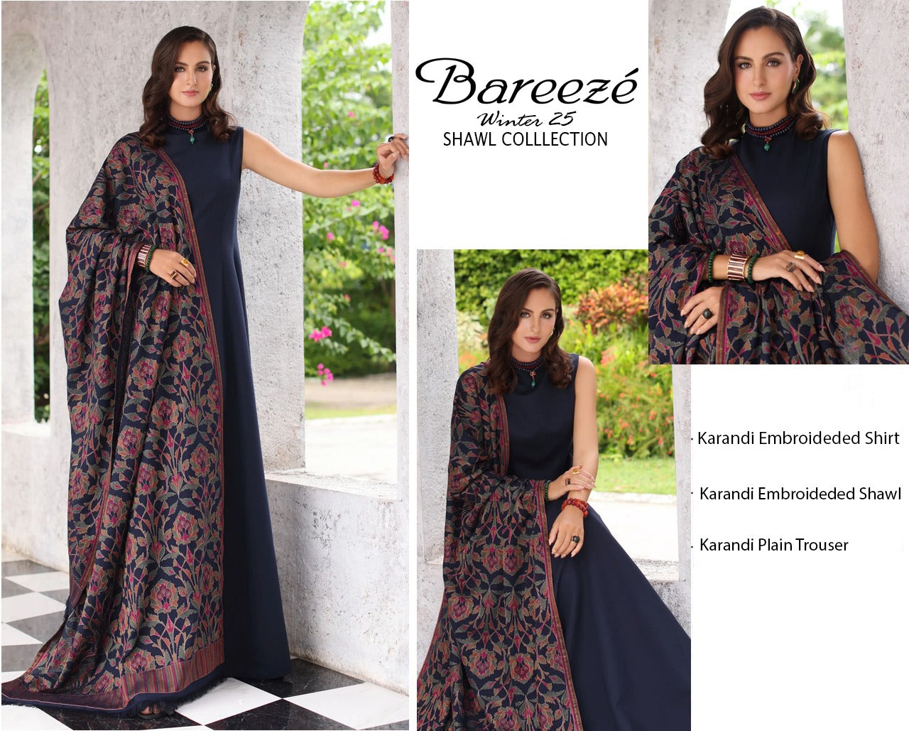 3Pc Bareeza Karandi Embroidered Unstitched Suit