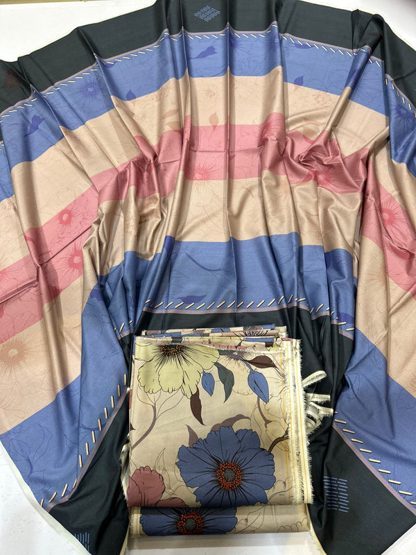 3Pc Linen Allover Unstitched Suit