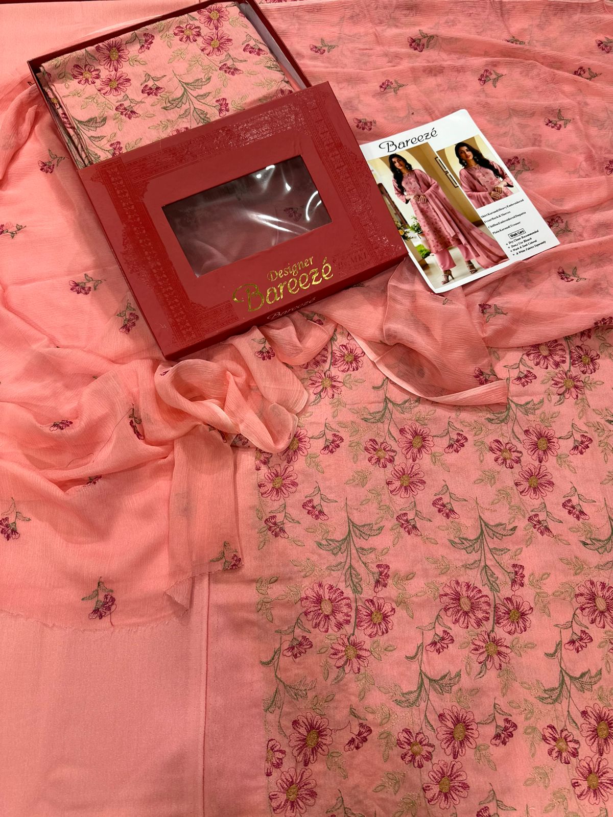 3Pc Bareeza Karandi Embroidered Unstitched Suit