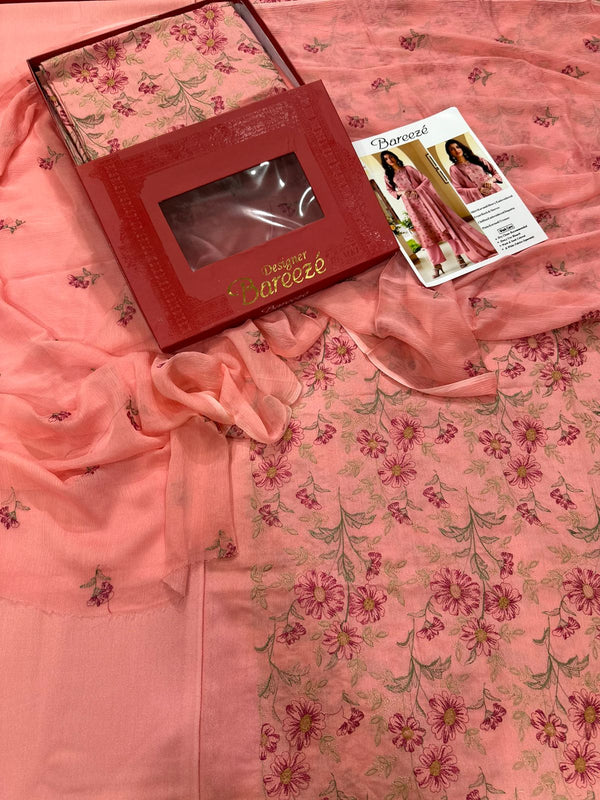 3Pc Bareeza Karandi Embroidered Unstitched Suit
