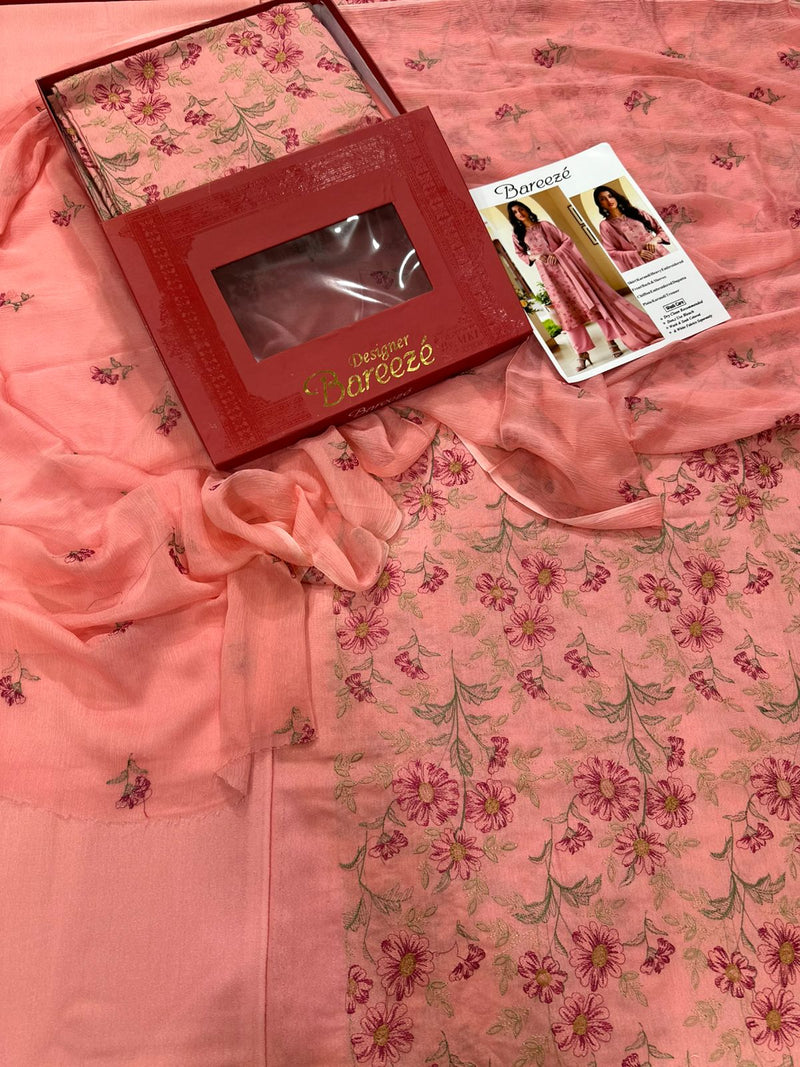 3Pc Bareeza Karandi Embroidered Unstitched Suit