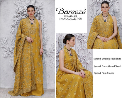 3Pc Bareeza Karandi Embroidered Unstitched Suit
