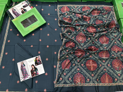3Pc Bareeza Karandi Embroidered Unstitched Suit