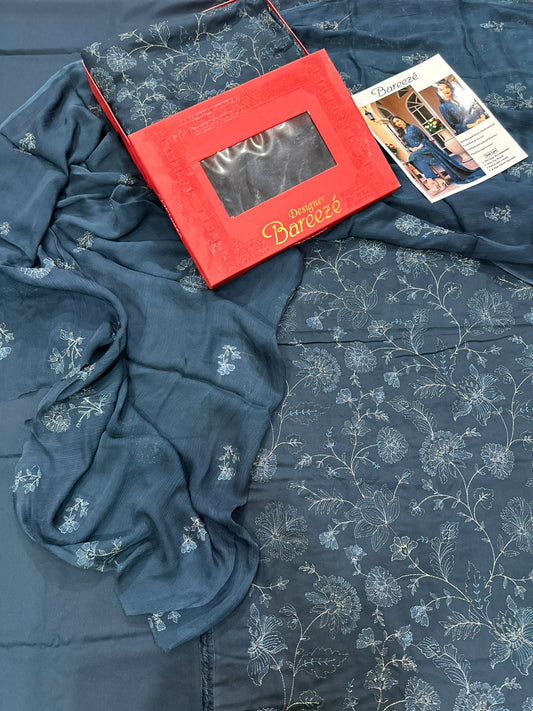 3Pc Bareeza Karandi Embroidered Unstitched Suit