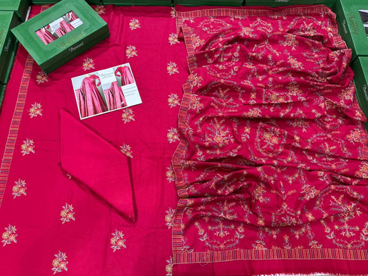 3Pc Bareeza Karandi Embroidered Unstitched Suit