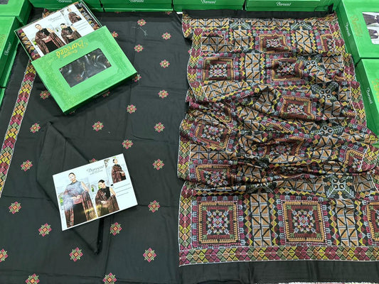3Pc Bareeza Karandi Embroidered Unstitched Suit