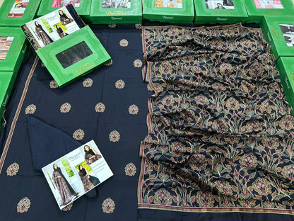 3Pc Bareeza Karandi Embroidered Unstitched Suit