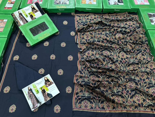 3Pc Bareeza Karandi Embroidered Unstitched Suit