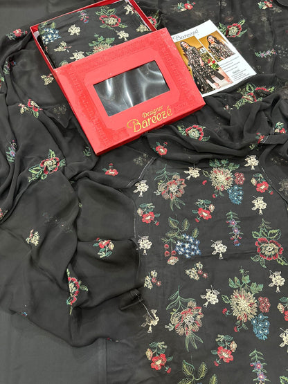 3Pc Bareeza Karandi Embroidered Unstitched Suit