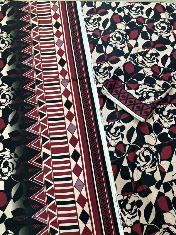 3Pc Linen Allover Unstitched Suit