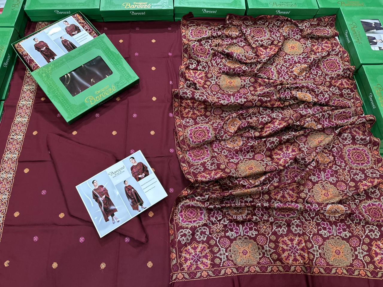 3Pc Bareeza Karandi Embroidered Unstitched Suit