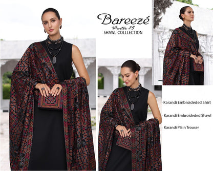 3Pc Bareeza Karandi Embroidered Unstitched Suit