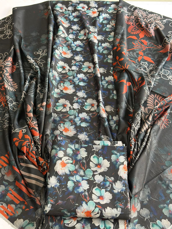 3Pc Dhanak Allover Unstitched Suit