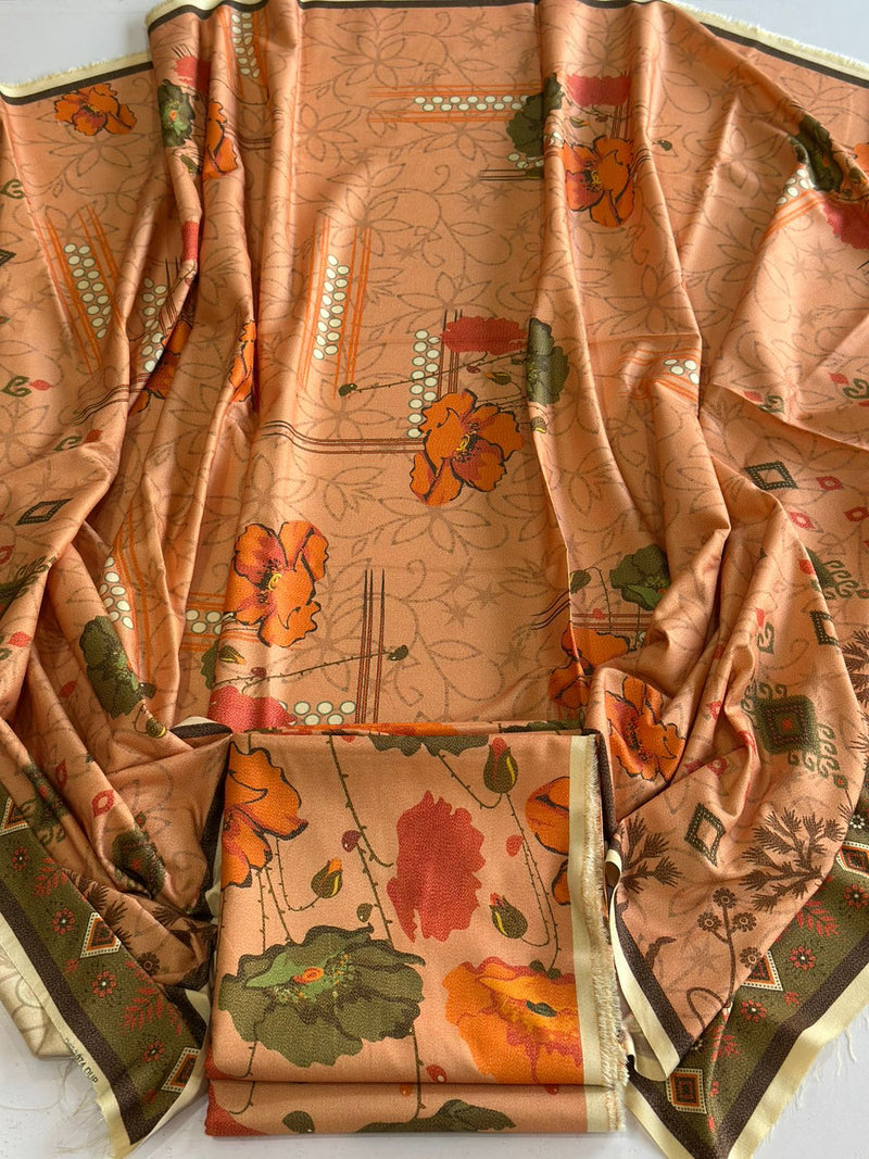 3Pc Dhanak Allover Unstitched Suit