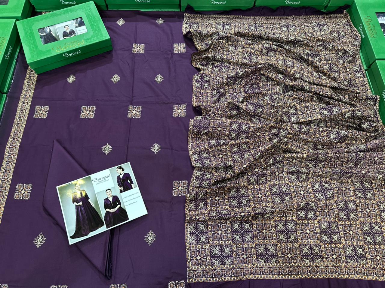 3Pc Bareeza Karandi Embroidered Unstitched Suit