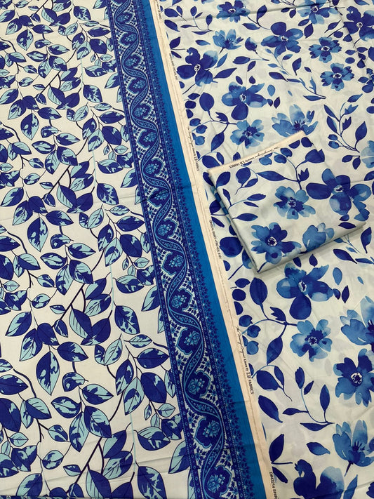 3Pc Linen Allover Unstitched Suit