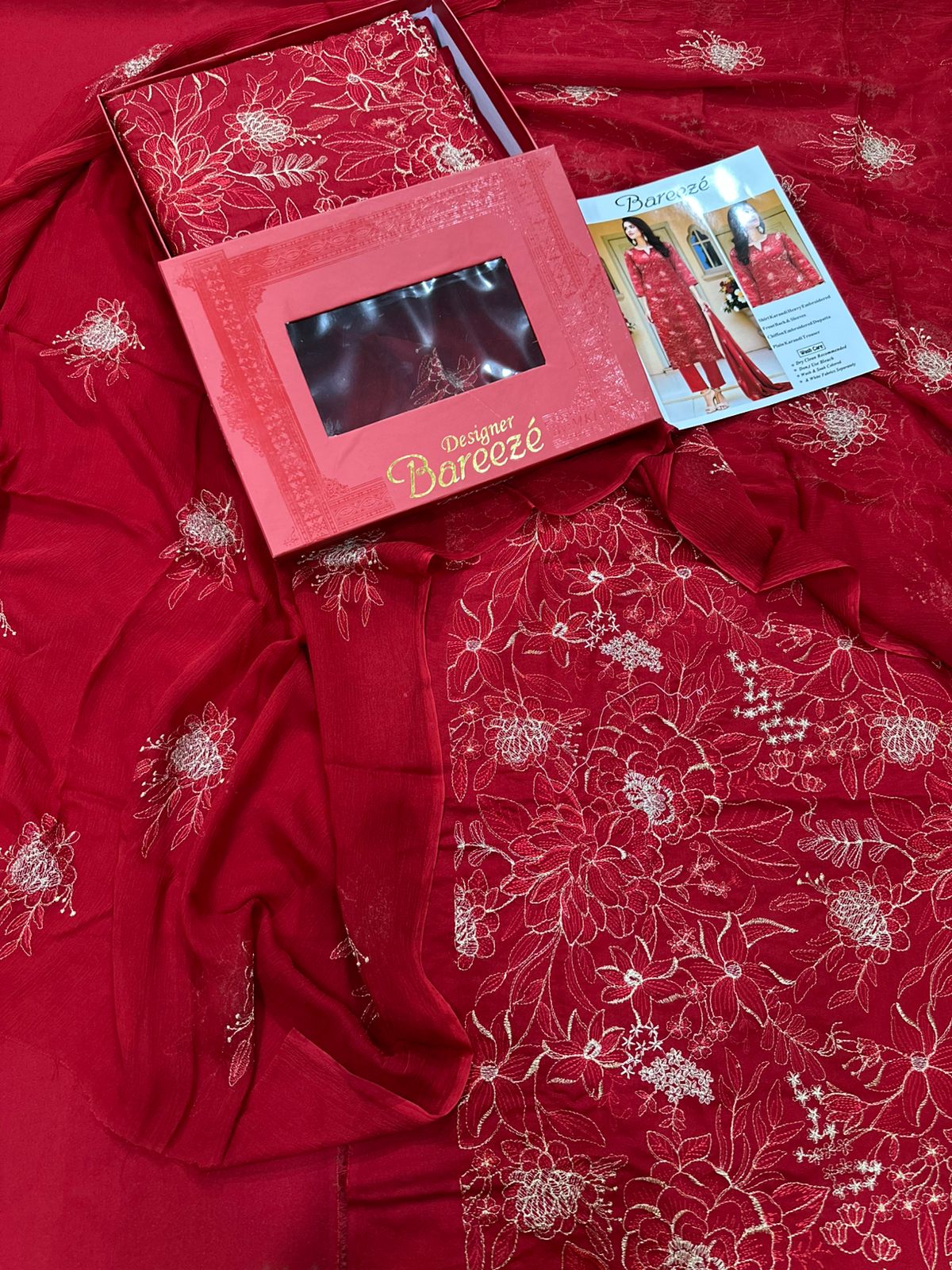 3Pc Bareeza Karandi Embroidered Unstitched Suit