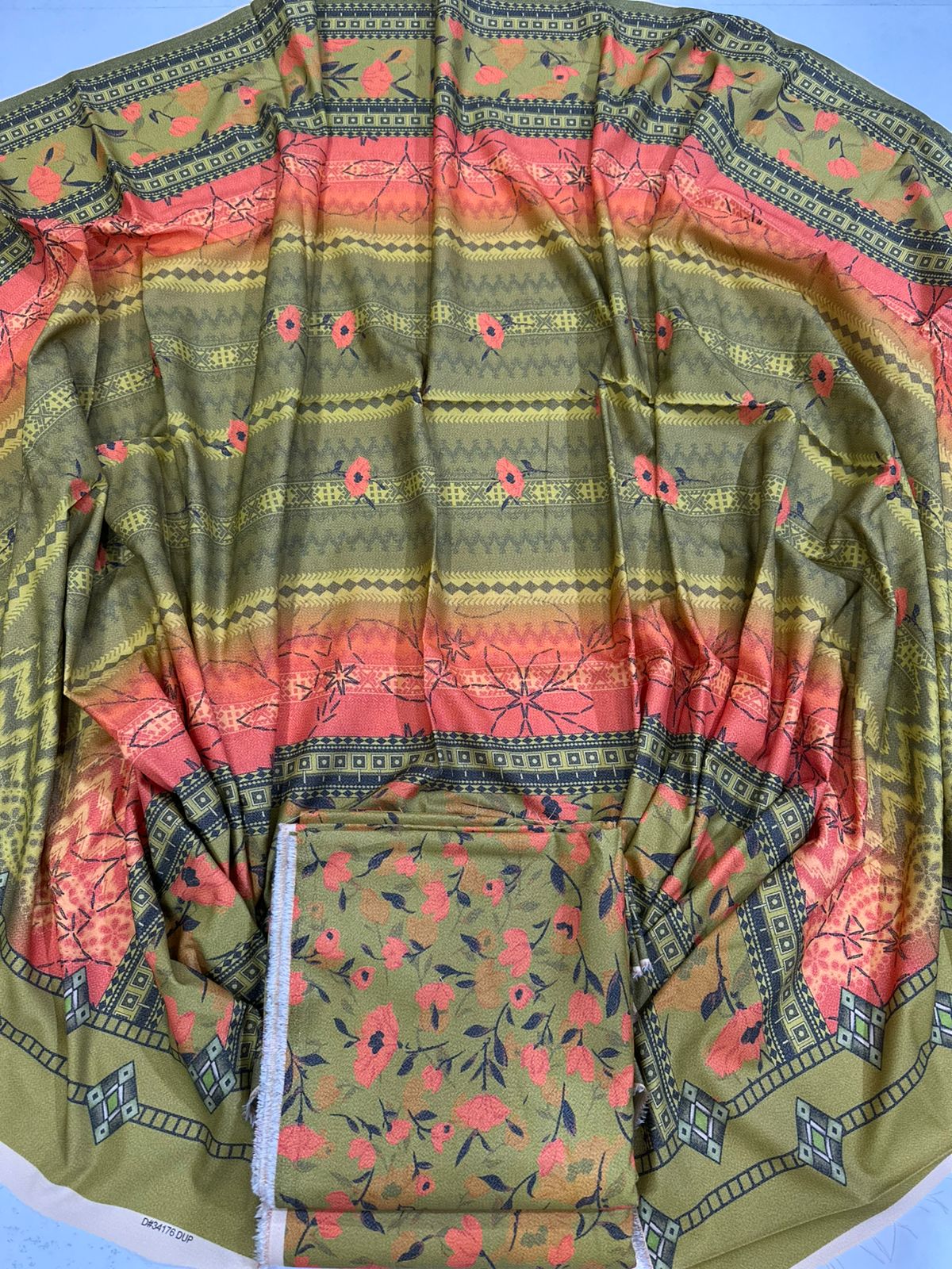 3Pc Dhanak Allover Unstitched Suit