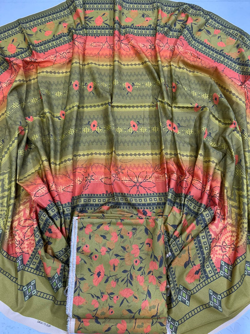 3Pc Dhanak Allover Unstitched Suit