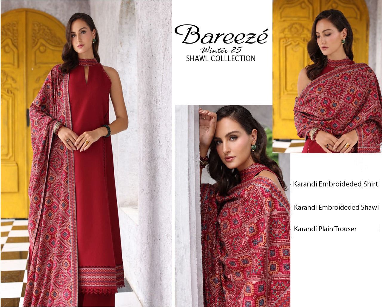 3Pc Bareeza Karandi Embroidered Unstitched Suit