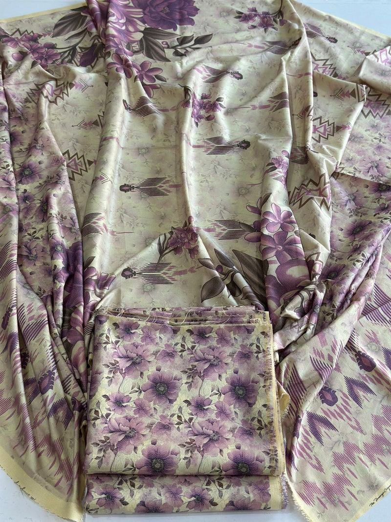 3Pc Dhanak Allover Unstitched Suit