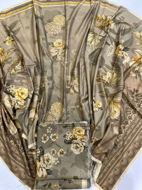 3Pc Dhanak Allover Unstitched Suit