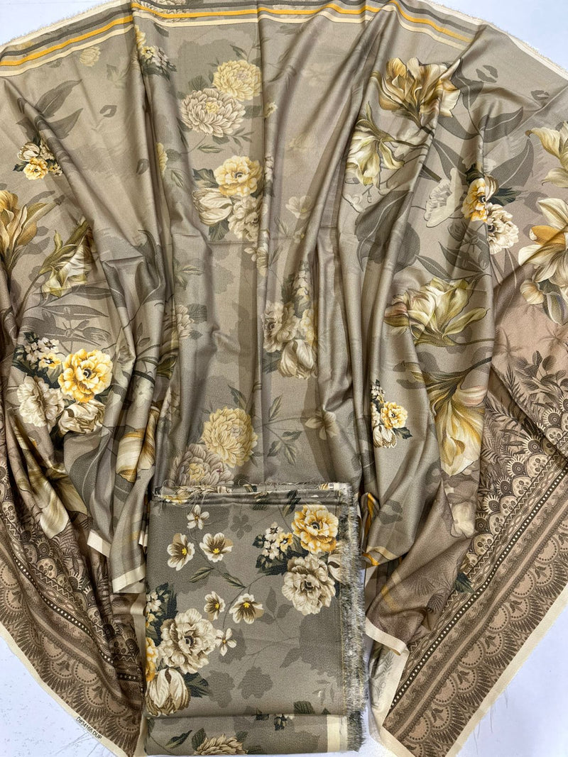 3Pc Dhanak Allover Unstitched Suit