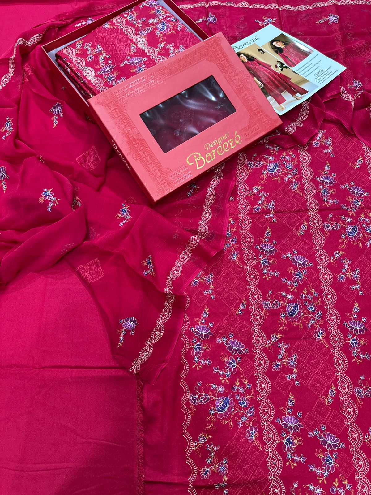 3Pc Bareeza Karandi Embroidered Unstitched Suit