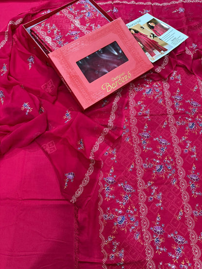 3Pc Bareeza Karandi Embroidered Unstitched Suit