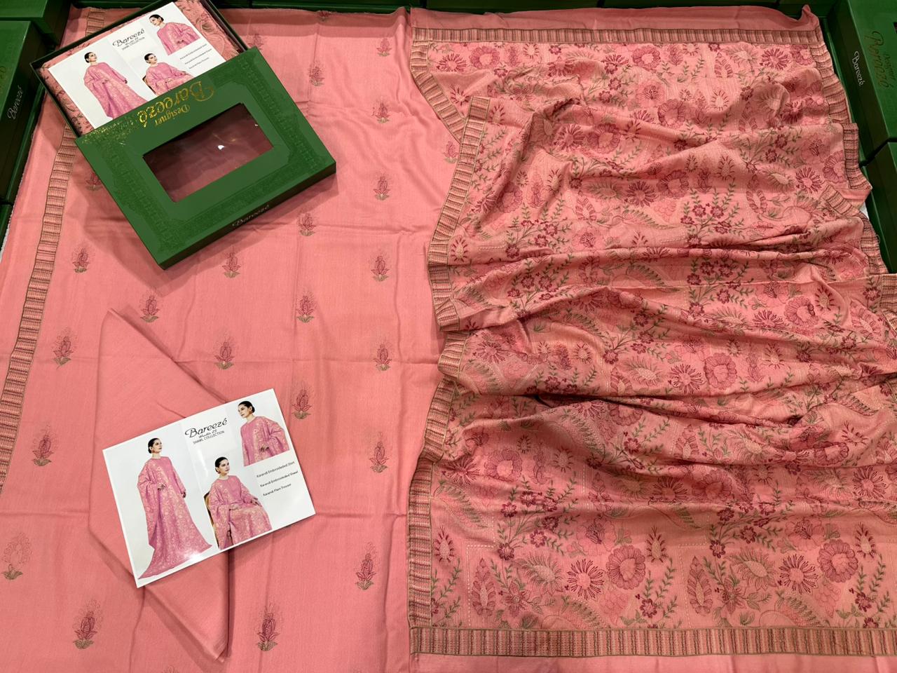 3Pc Bareeza Karandi Embroidered Unstitched Suit