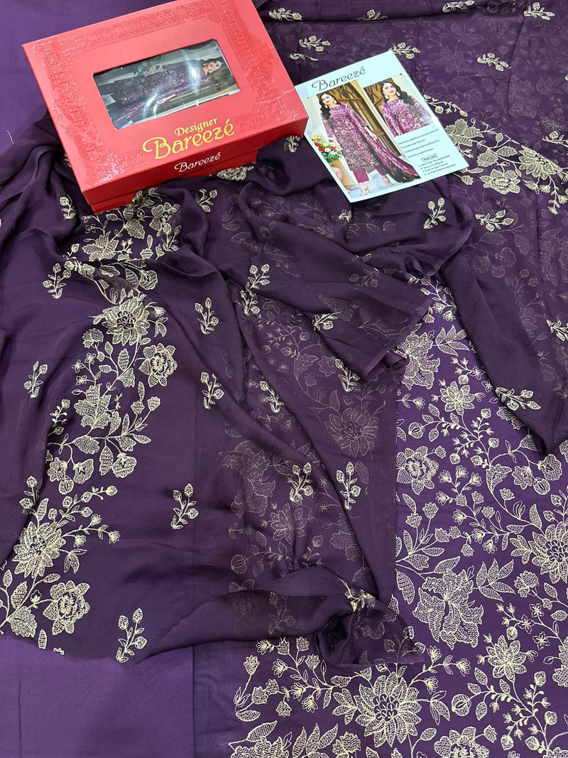 3Pc Bareeza Karandi Embroidered Unstitched Suit