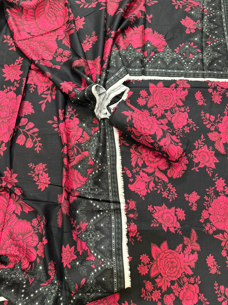 3Pc Khaddar  Allover Unstitched Suit