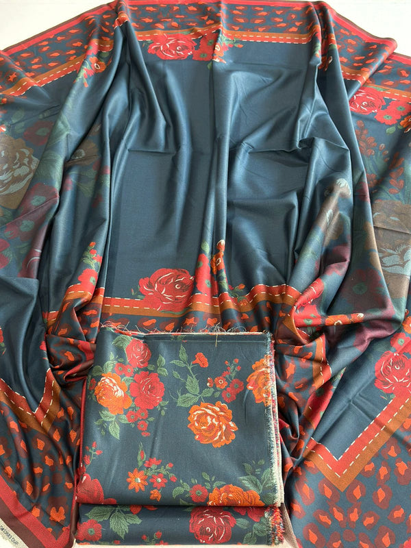 3Pc Dhanak Allover Unstitched Suit