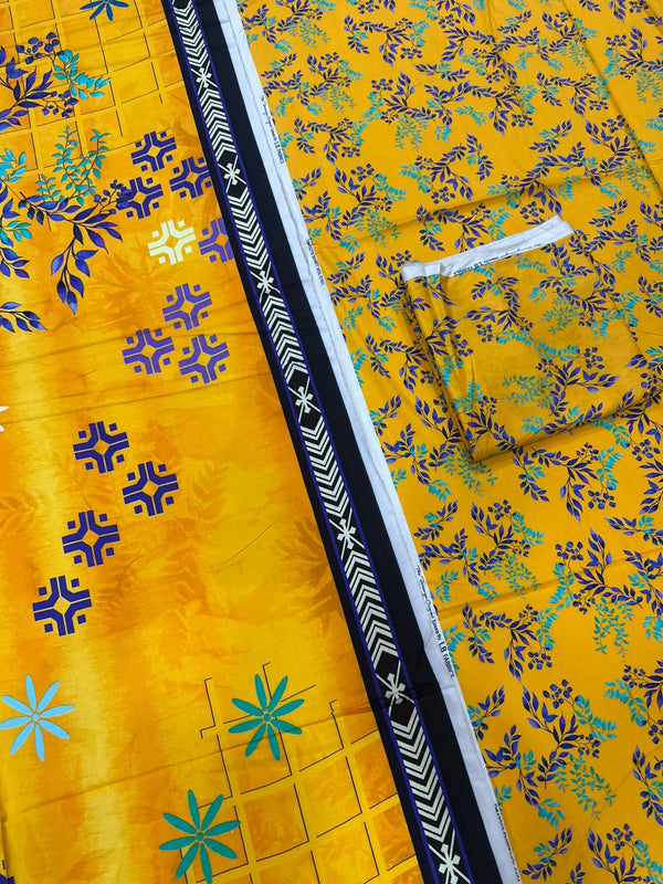 3Pc Linen Allover Unstitched Suit