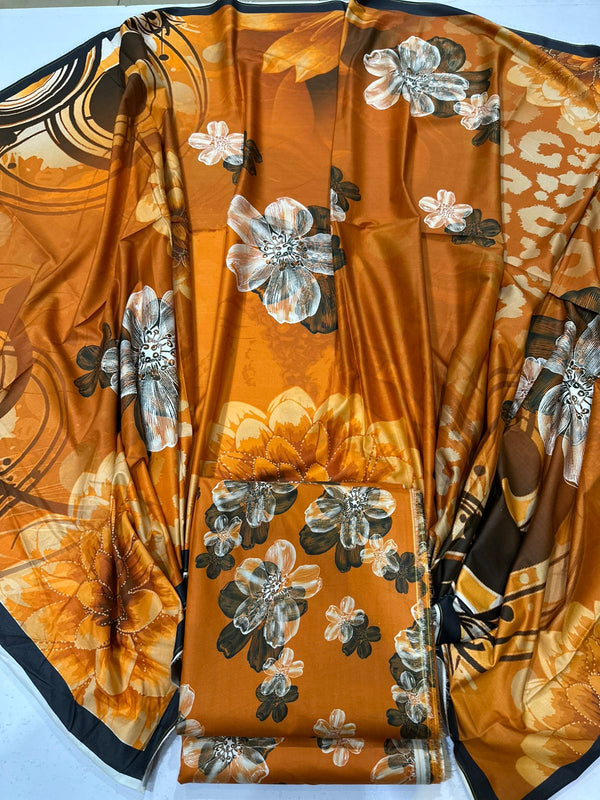 3Pc Linen Allover Unstitched Suit